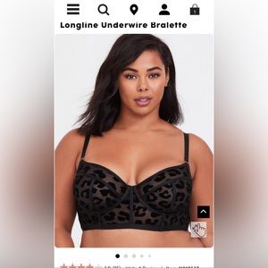 NWT Torrid Black Mesh and Leopard Print Flocked Longline Bralette